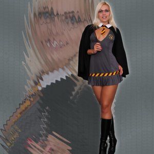 Sexy Halloween Wizard Schoolgirl Costume (S)